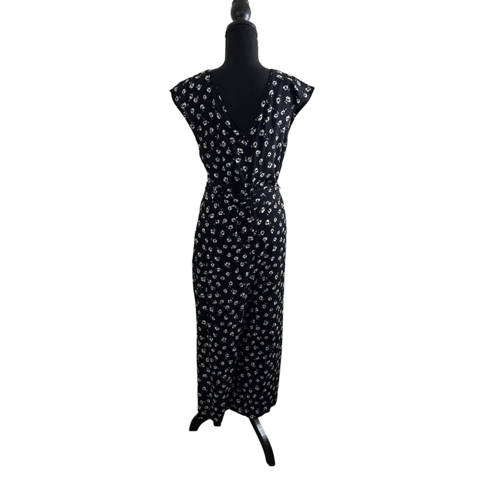 Gracemade Women's V-Neck Black & White Floral Jumpsuit Size S